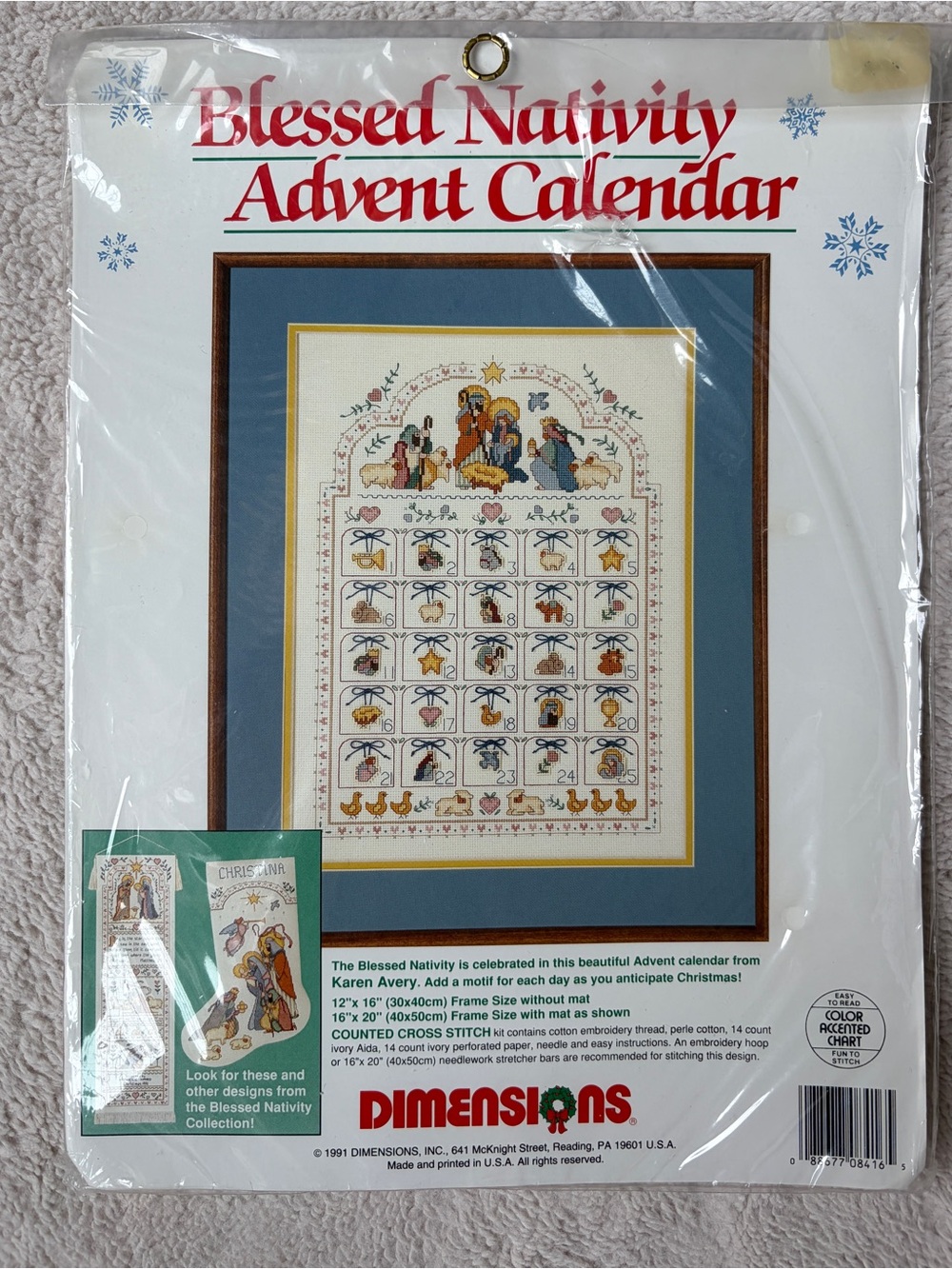 New Vintage Dimensions Blessed Nativity Advent Calendar Cross Stitch Kit